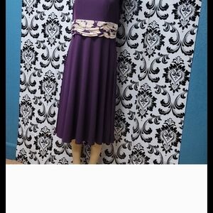 Jessica Howard Purple Midi Dress with Cream Details